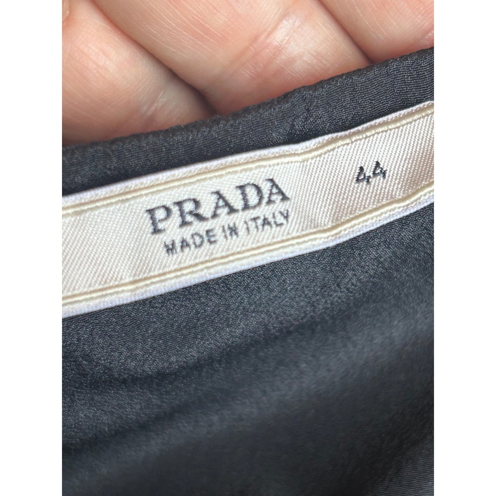Prada Midi Dress Women's Size 8 Black Excellent Belted Square Neck - Picture 4 of 6